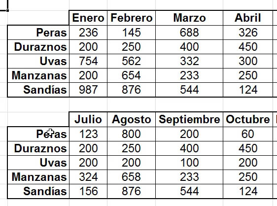 Tablas con bordes de celdas excel 2010